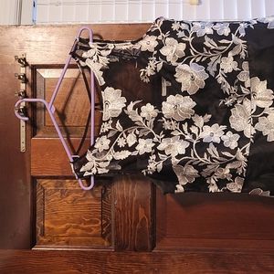 Womens black and Silver Floral Tulle Dress size 16